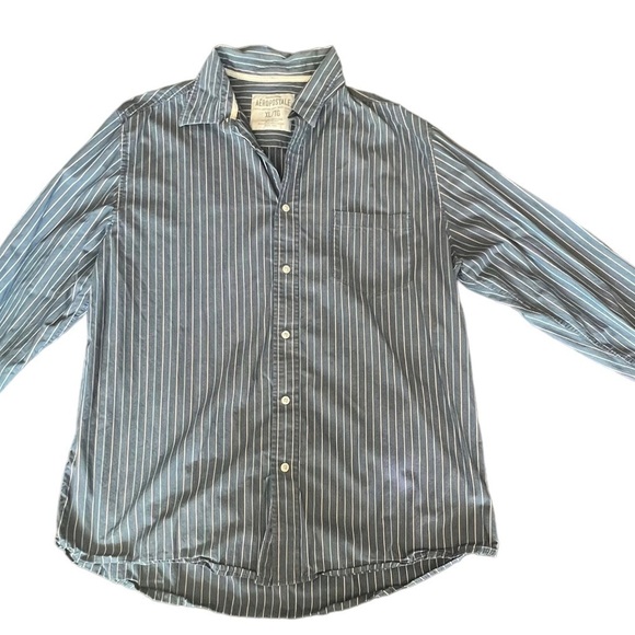 Aeropostale Blue Striped Button Shirt Size X-Large - Picture 1 of 9
